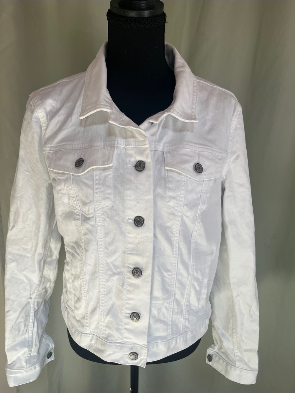 LOFT White Denim Button-Front Jacket